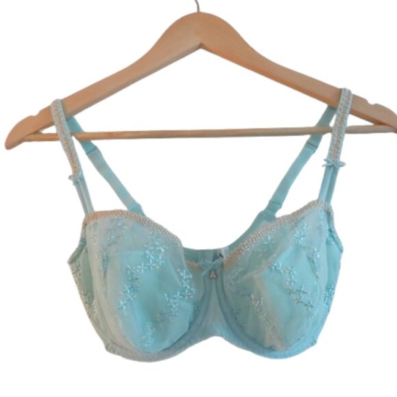 MARIE JO L'AVENTURE Eloise Plunge Floral Lace Bra in Sea Clearwater Green 32E - Picture 1 of 14
